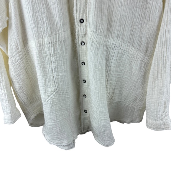FREE PEOPLE We the Free Summer Daydream Frayed Button Down Shirt Small - Picture 11 of 13
